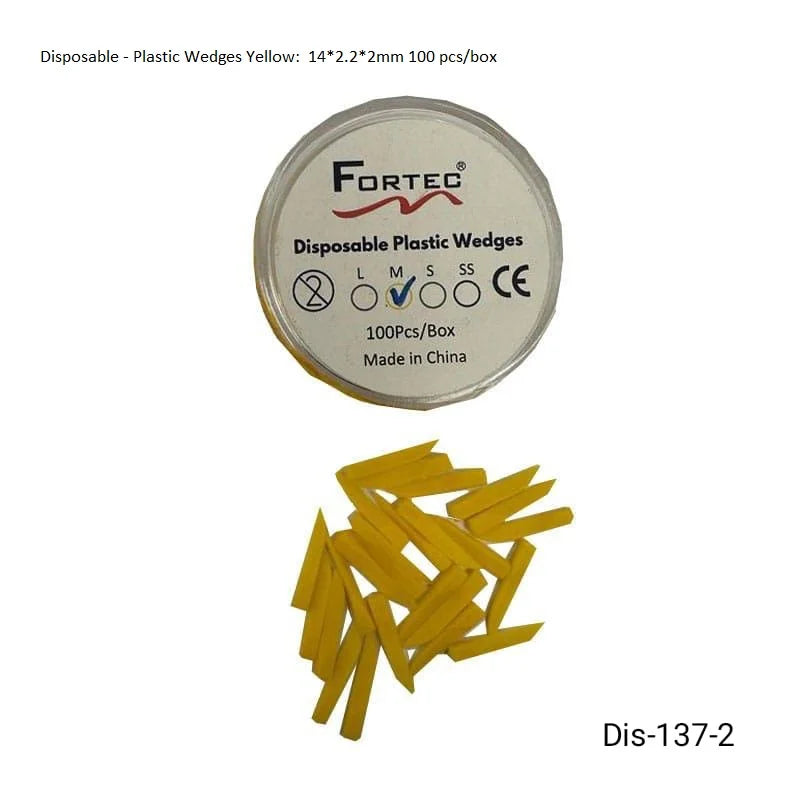 Plastic Wedges Yellow: 14*2.2*2mm 100 pcs/box - Fortec