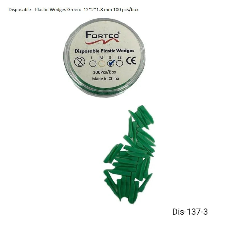 Plastic Wedges Green: 12*2*1.8 mm 100 pcs/box - Fortec