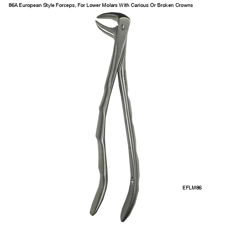 86A European Style Forceps, For Lower Molars With Carious Or Broken Crowns
