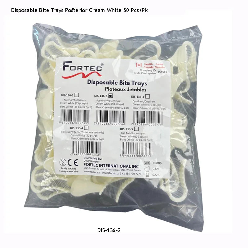 Bite Trays – Posterior (Cream White) (50 pc/pk) - Fortec
