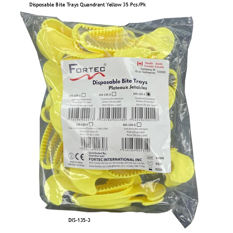 Bite Trays – Quandrant (Assorted Colors) (35 pc/pk) - Fortec