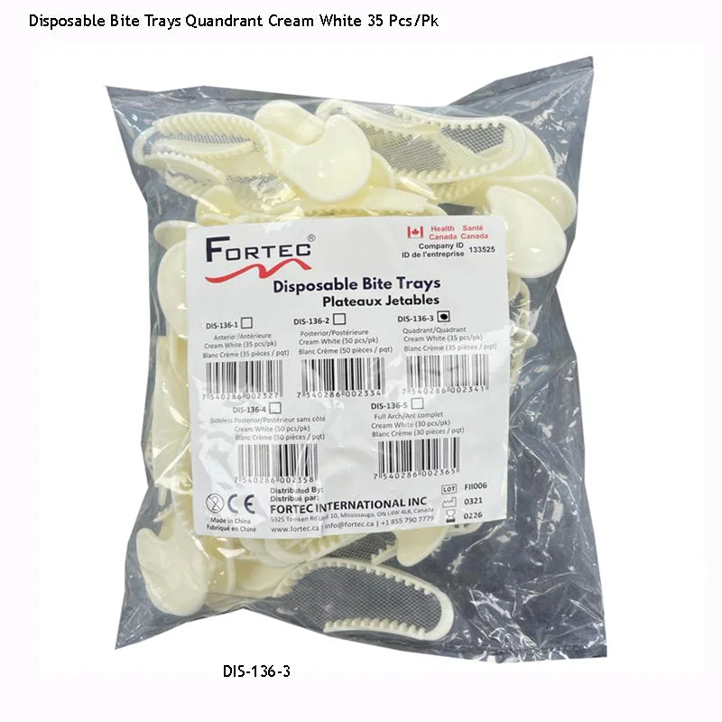 Bite Trays – Quandrant (Cream White) (35 pc/pk) - Fortec