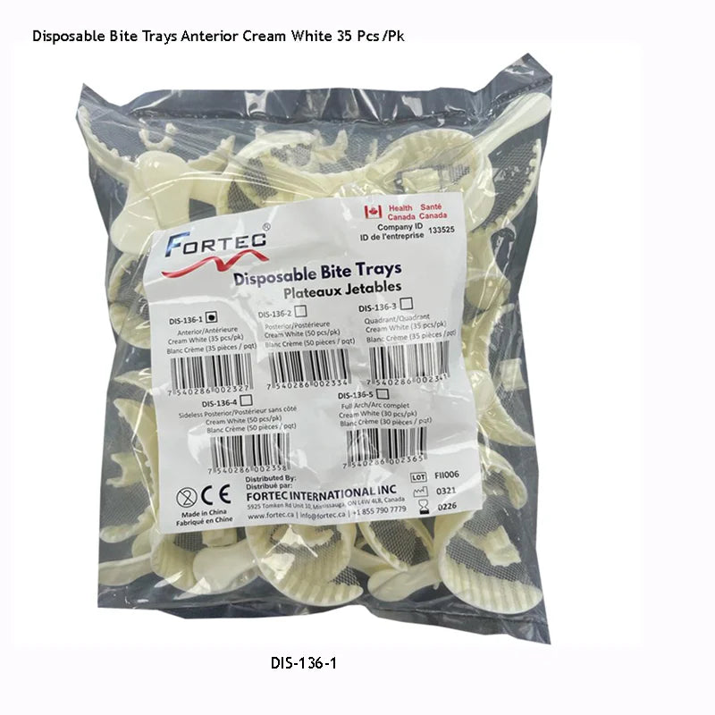 Disposable – Bite Trays – Anterior (Cream White) (35 pc/pk) - Fortec