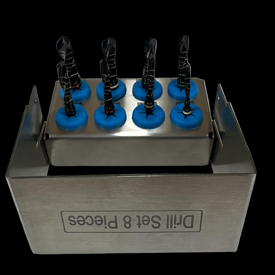 8PC DENTAL DRILL KIT (BLACK COATED) (For Training Purposes Only)