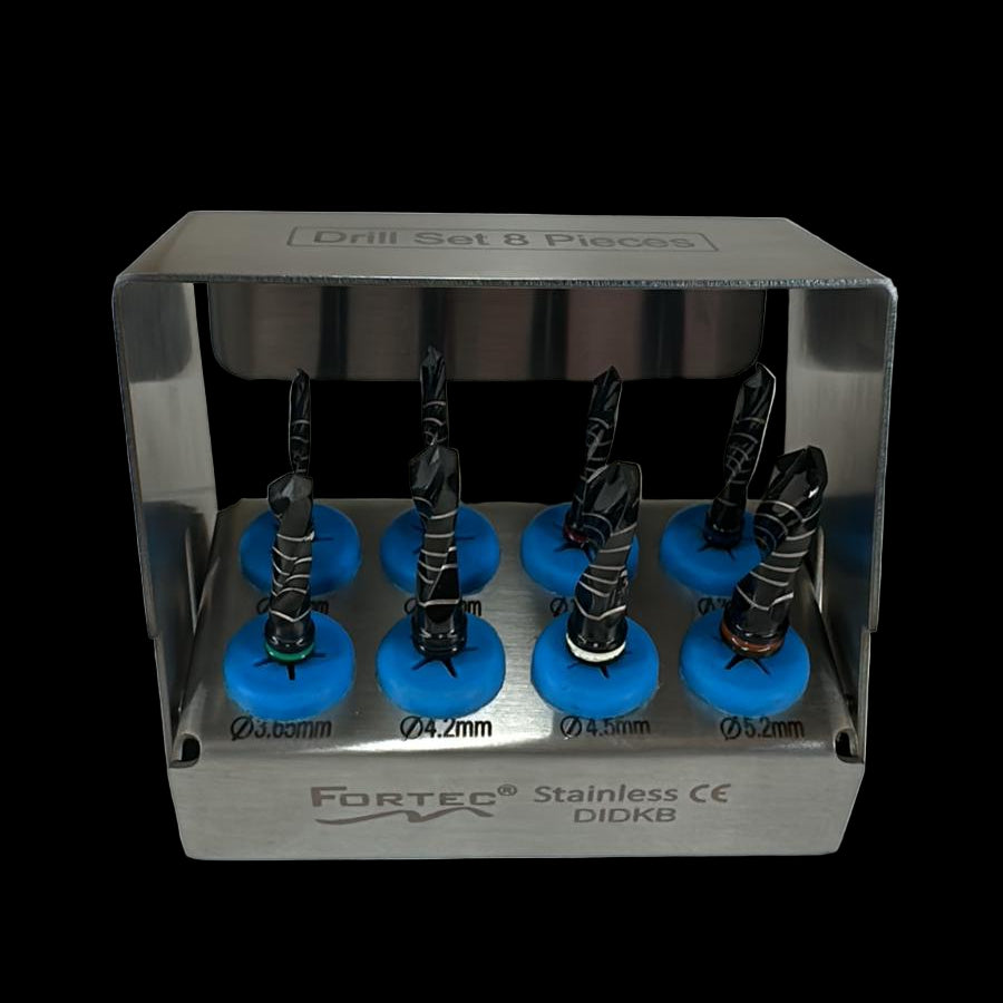 8PC DENTAL DRILL KIT (BLACK COATED) (For Training Purposes Only)