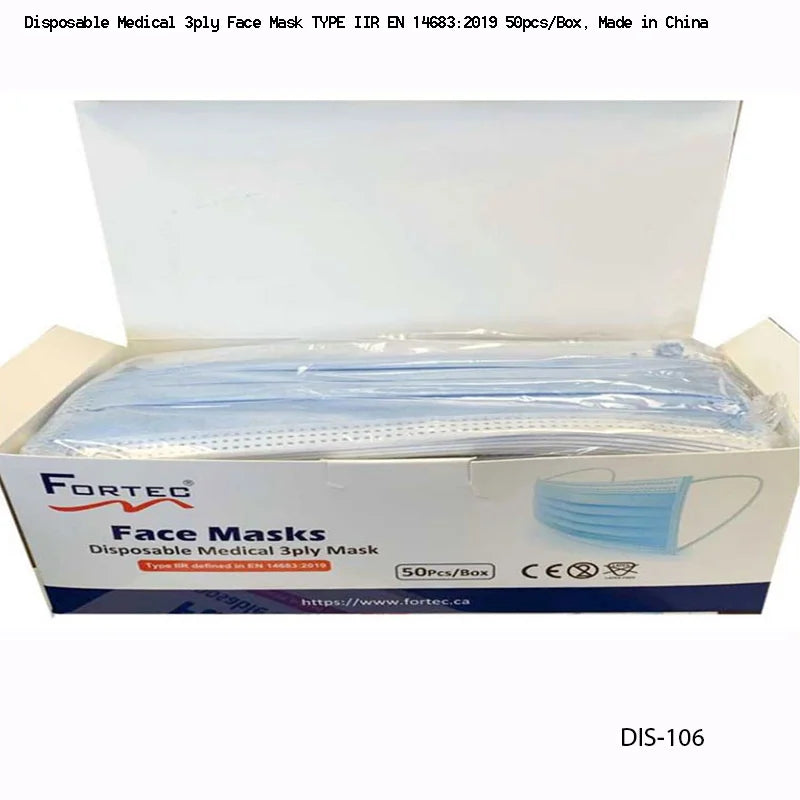 Medical 3ply Face Mask- Made in China 50pcs/Box - Fortec