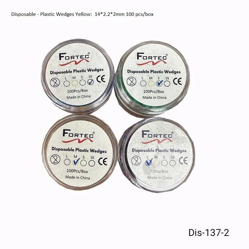 Plastic Wedges Yellow: 14*2.2*2mm 100 pcs/box - Fortec