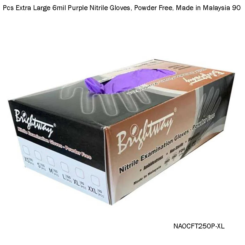 90pcs Extra Large 6 Mil Purple Nitrile Gloves - Powder-Free - Fortec