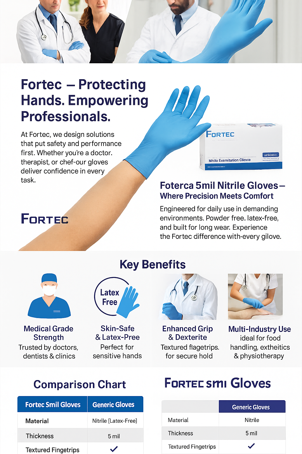 90pcs Extra Large Blue Nitrile Gloves - Powder-Free