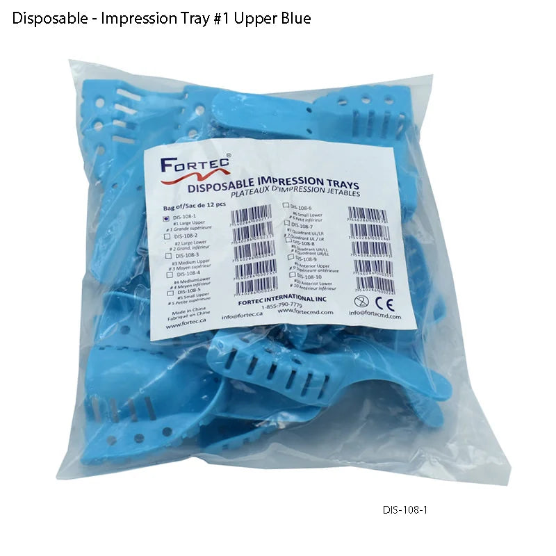 Impression Tray #1 Upper Blue Sac of 12 pcs - Fortec