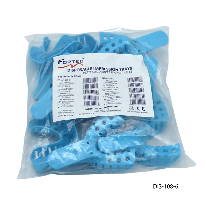 Impression Tray #6 Lower Blue Sac of 12 pcs - Fortec