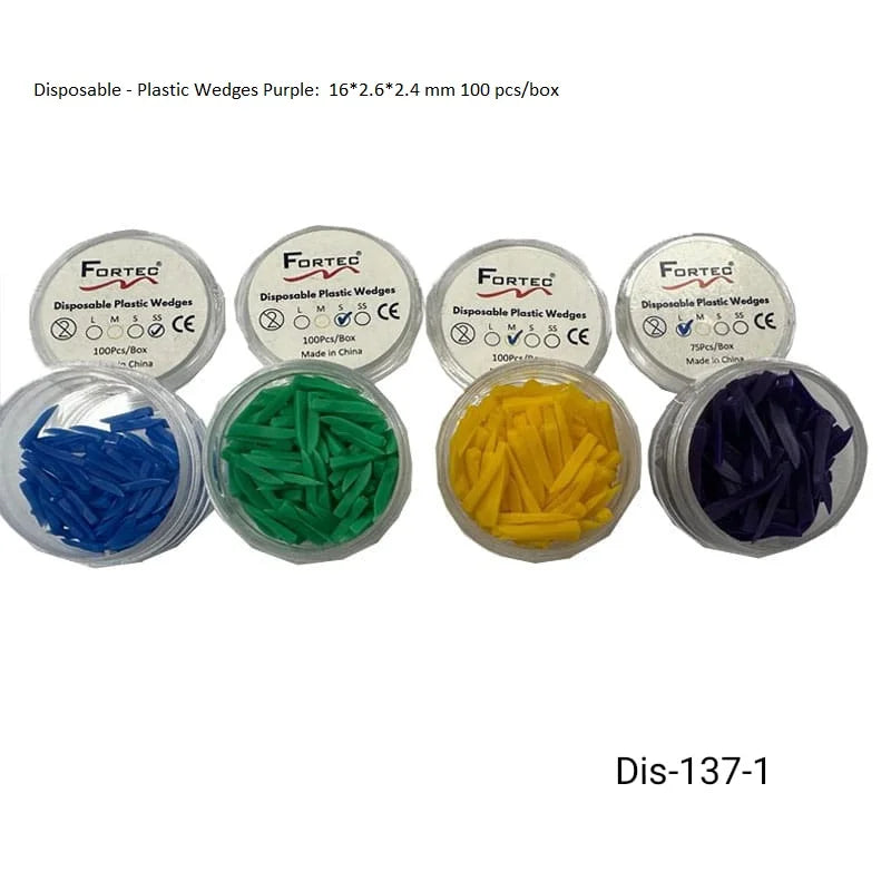 Plastic Wedges Purple: 16*2.6*2.4 mm 75 pcs/box - Fortec