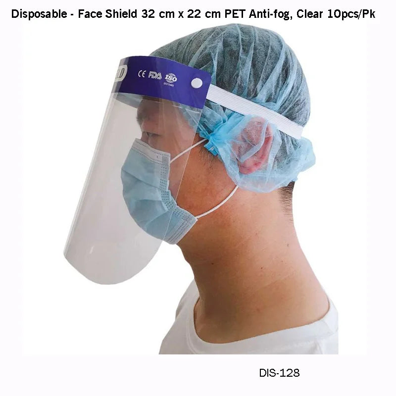 Face Shield 32 cm x 22 cm PET Anti-fog, Clear 10pcs/Pk - Fortec