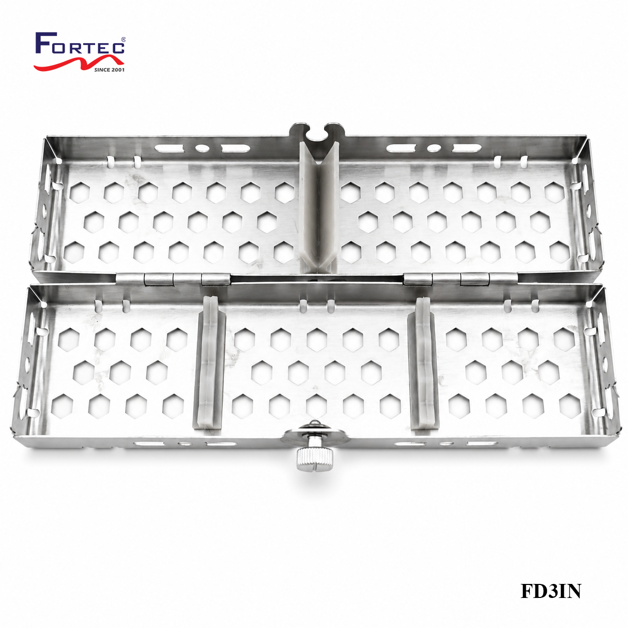 Hexagon series – 3 pc Hinged Instrument Cassette Tray - Fortec