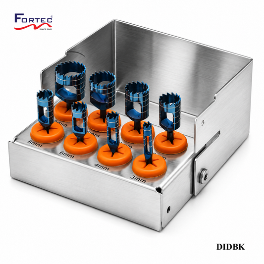 BLUE COATED TREPHINE DRILLS 8pc KIT ( For Training Purpose only) - Fortec 