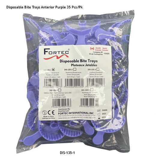 Bite Trays – Anterior (Assorted Colors) (35 pc/pk) - Fortec 