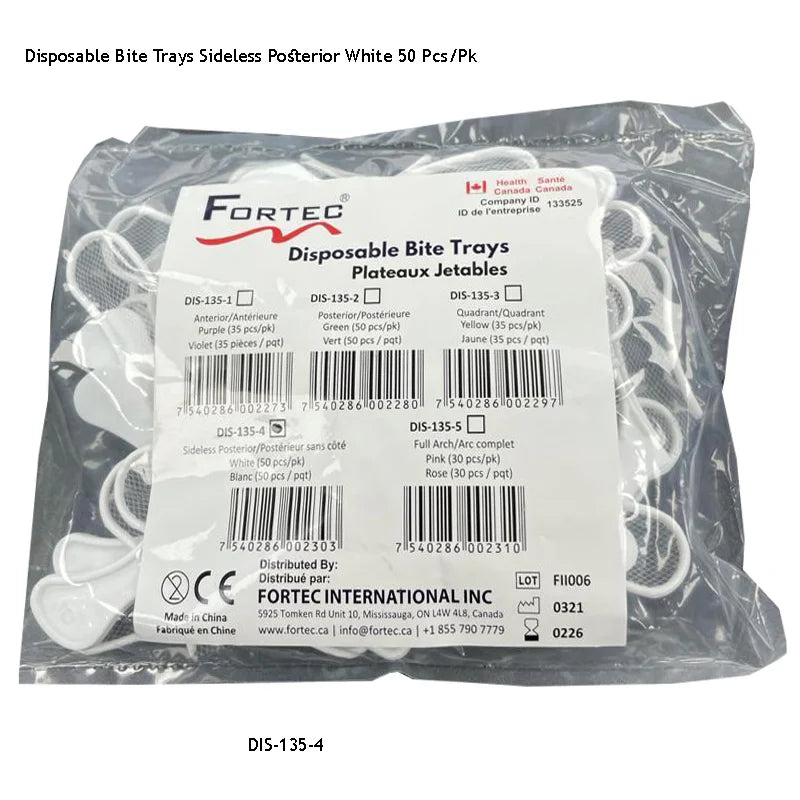 Bite Trays – Side less Posterior (Assorted Colors) (50 pc/pk) - Fortec 