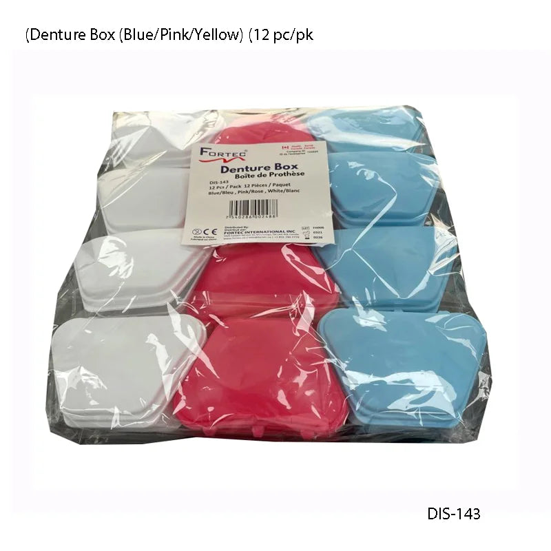 Denture Box (Blue/Pink/White) (12 pc/pk) - Fortec 
