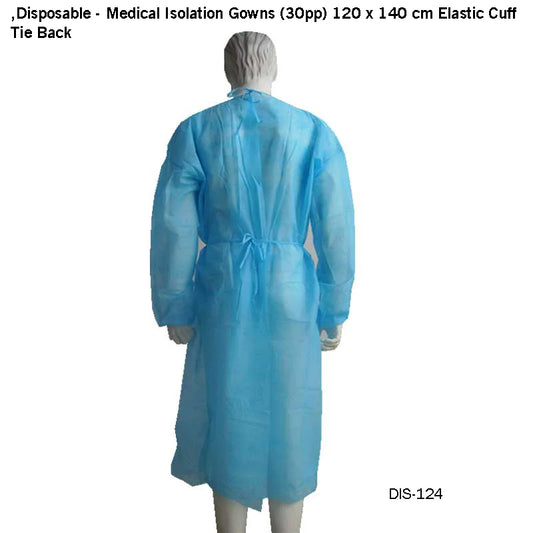 Medical Isolation Gowns (30pp) 120 x 140 cm Elastic Cuff, Tie Back - Fortec 