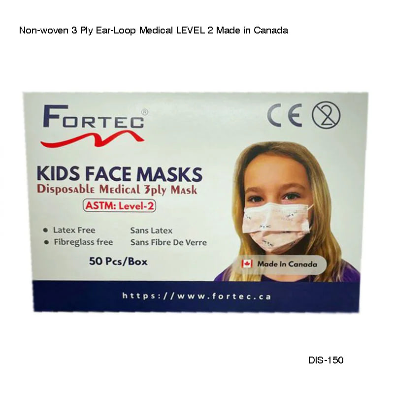 Non-woven 3 Ply Ear-Loop Medical LEVEL 2 Made in Canada - Fortec 