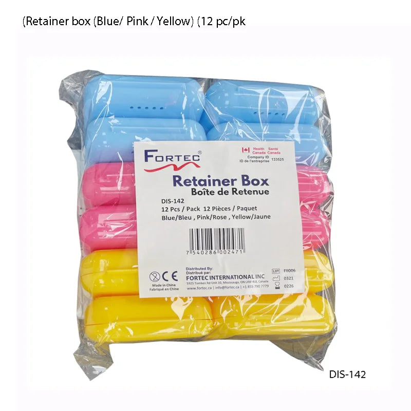 Retainer box (Blue/ Pink / Yellow) (12 pc/pk) - Fortec 