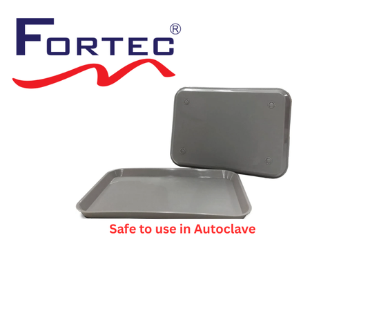 Classic Gray Autoclavable Plastic Instrument Setup Tray (13.25 Inches × 9.75 Inches, Size B) - Fortec 