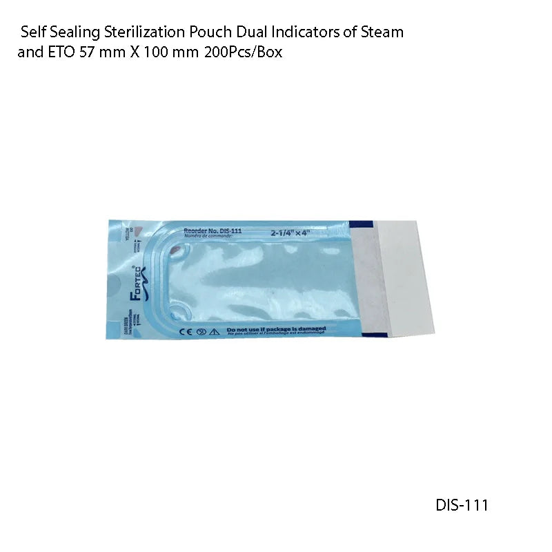 Self Sealing Sterilization Pouch Dual Indicators of Steam and ETO 57 mm X 100 mm 200 - Fortec 