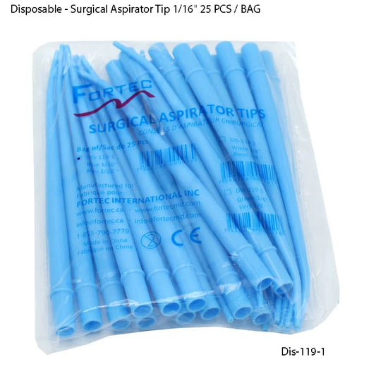 Surgical Aspirator Tip 1/16″ 25 PCS / BAG - Fortec 