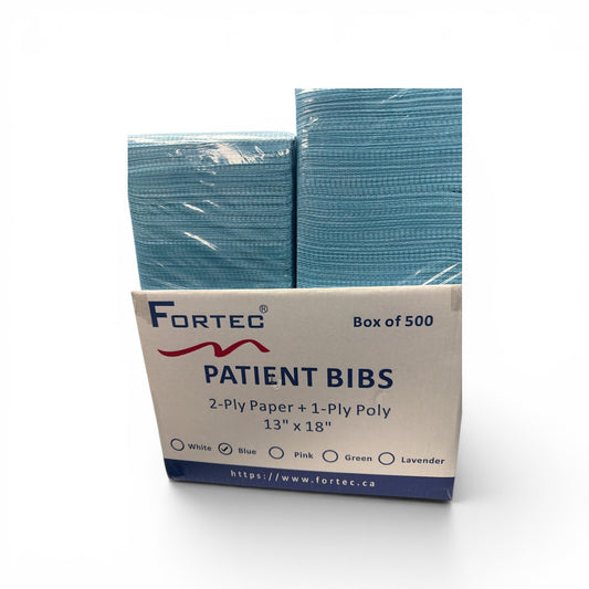 Dental Bib No Tie, Latex Free 2Ply Paper +1 Ply Film 7.2 g - Fortec 