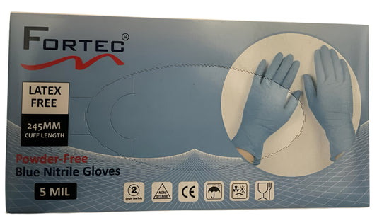 100pcs Medium Blue 5 Mil Nitrile Gloves - Powder-Free