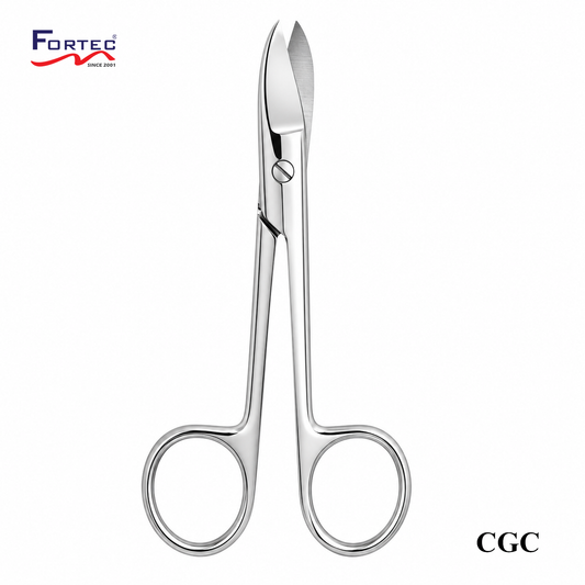 Curved Crown and Gold Scissors (12cm) - Fortec 
