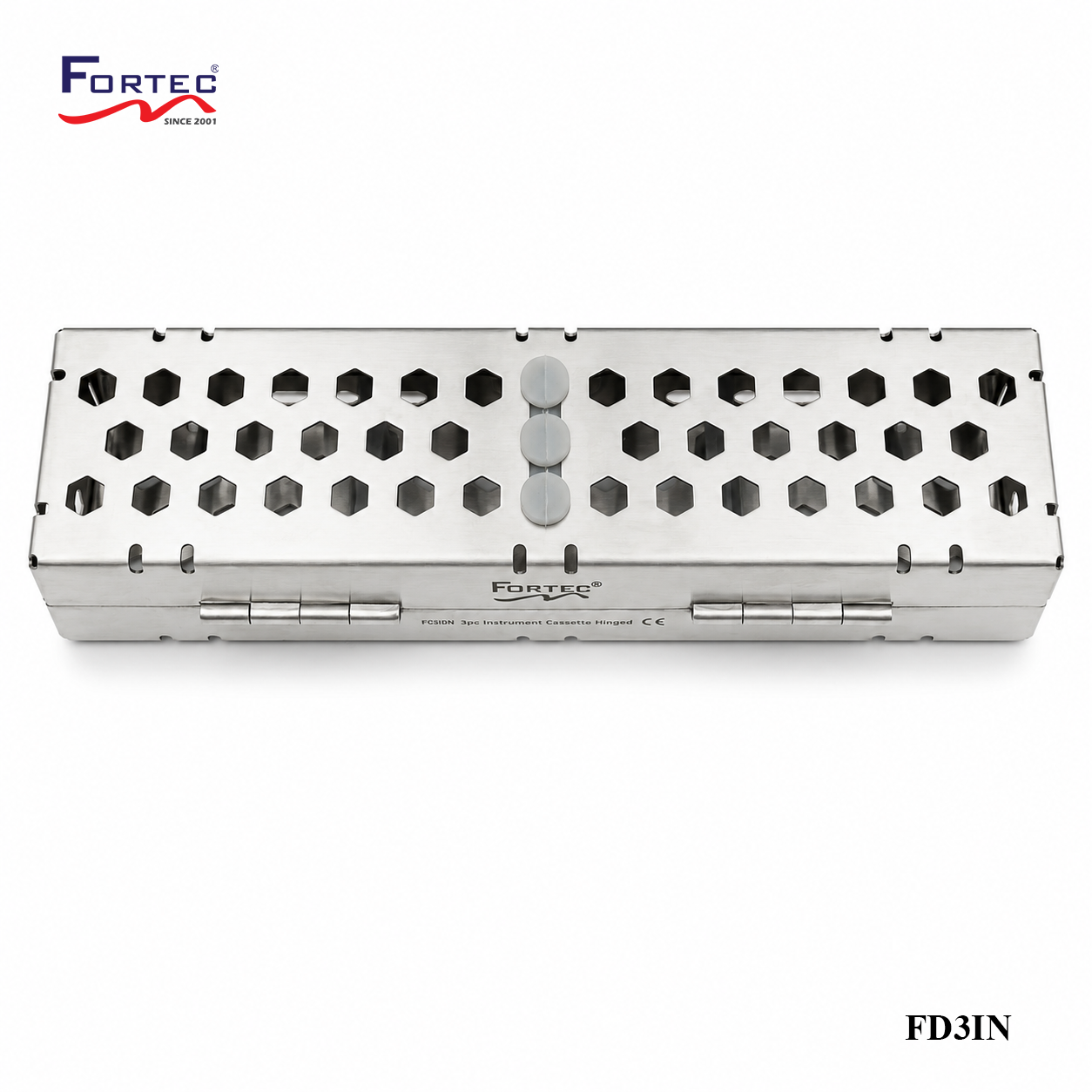 Hexagon series – 3 pc Hinged Instrument Cassette Tray - Fortec 